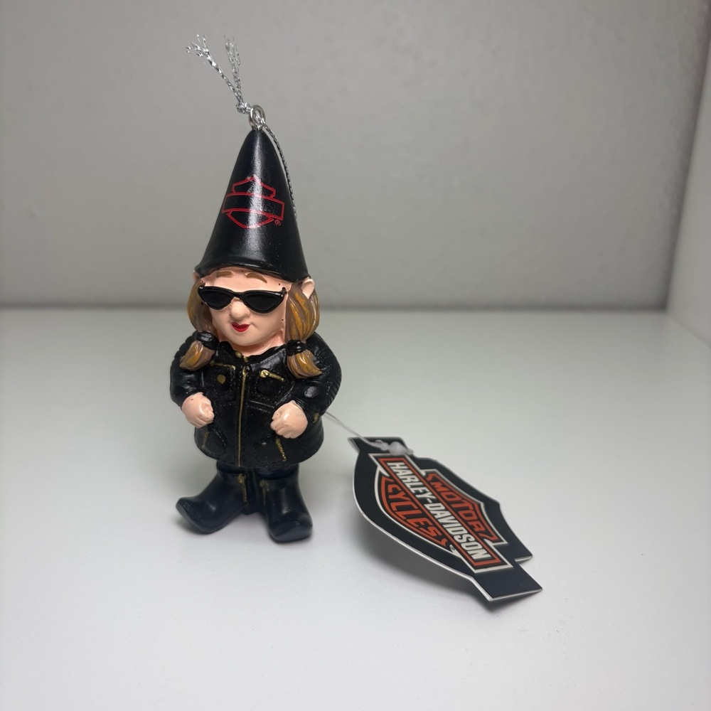 Harley-Davidson Sculpted Lady Biker Gnome Hanging Ornament, Black 3OT4902GMB